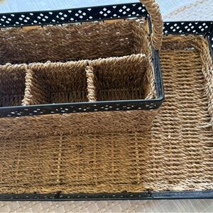 Woven Seagrass Utensil Caddy in Natural Tan